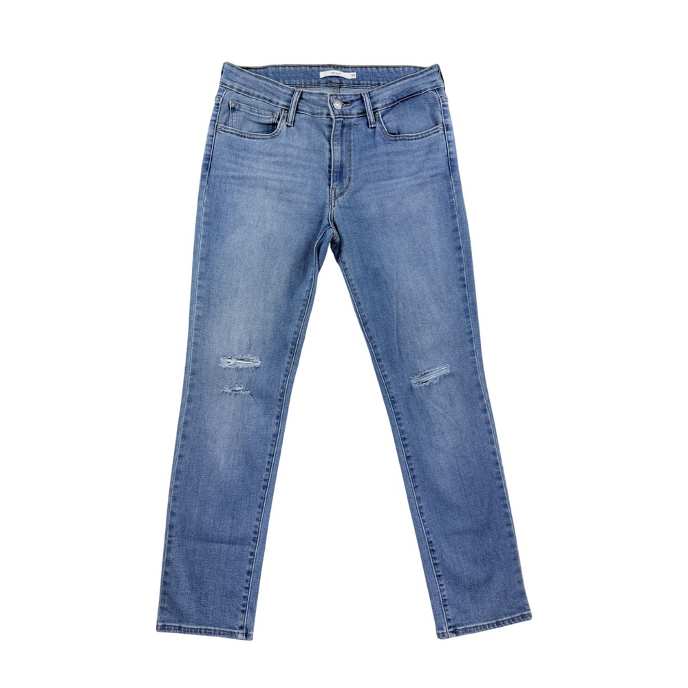 Levi's 712 Slim Jeans Women Size 30 Blue Distressed Denim Mid Rise Pants